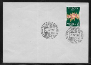 Andorra Spanish 62 1972 Europa FDC First Day Cover c.v. 50 Euro