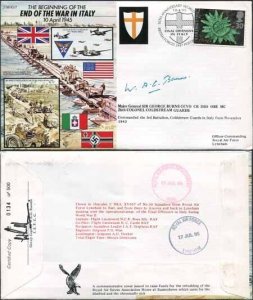 JS45/7c 50th Ann War II End of War in ITALY Signed by Maj Gen Sir G Burns (M)