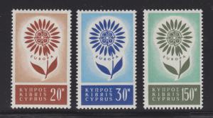 Cyprus Sc 244-246 MNH. 1964 EUROPA CEPT, complete set, fresh, bright, F-VF