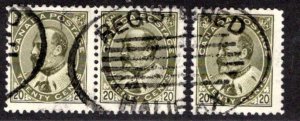 94 Scott - 20c,Pair with Separate stamp to show scarce REGISTERED HALIFAX