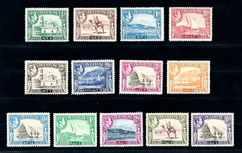 [96470] Aden 1939 Definitives Mosque Sailboats Camels 1a Minor Gum Error MLH