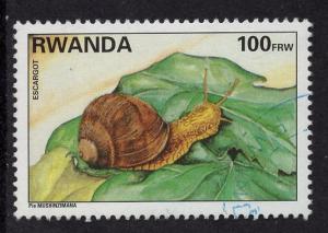 Rwanda  #1386  used  1998   wildlife 100fr  snail