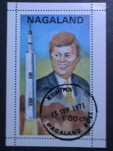 ​NAGALAND-1971-JOHN FRANCIS KENNEDY -SPACE LANDING FANCY CANCEL S/S VERY FINE