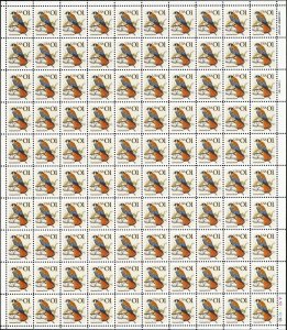 American Kestrel Sheet of 100 - 1 Cent Postage Stamps Scott 2476