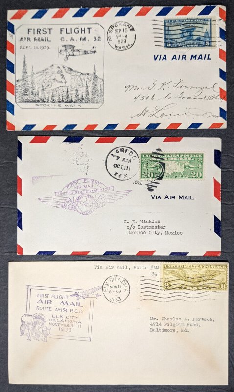 17 1920s-1930s airmail flight covers Lindbergh, CAM, etc. [y.108]