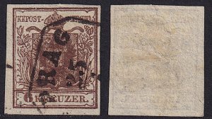 Austria - 1850 - Scott #4 - used - PRAG box pmk Czech Republic