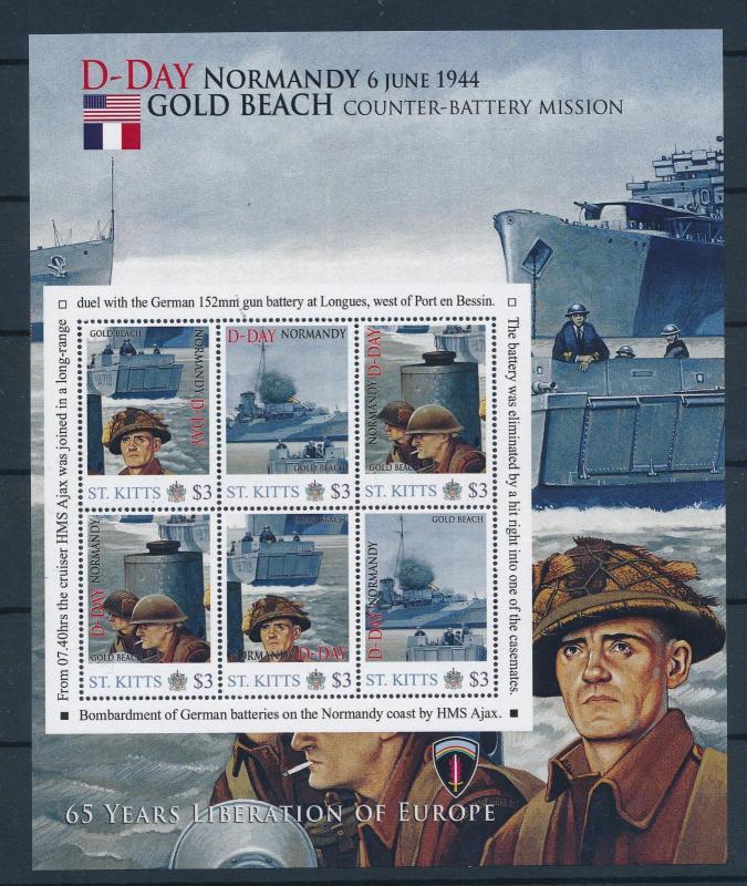 [81205] St. Kitts 2011 Second World war D-day Gold beach Sheet MNH