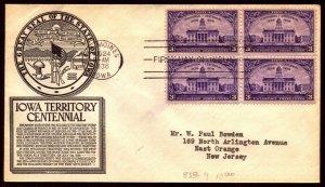 Scott 835 3 Cents Constitution Anderson FDC Typed Address Planty 835-9