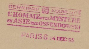 Meter wrapper France 1925 Ossendowski - Polish writer - Man and Mystery in Asia