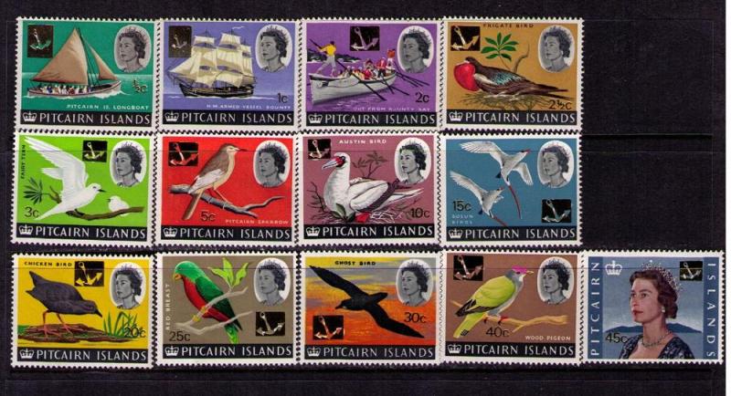 PITCAIRN ISLAND Sc# 72-84 MNH FVF Set 13 Birds Vessels