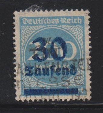 Germany,  30th m Numeral Surcharged (SC# 249) Used