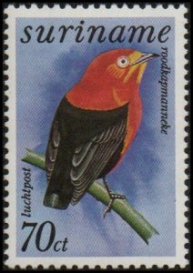 Suriname C67 - Mint-NH - 70c Crimson-hooded Manakin (1977) (cv $1.60)