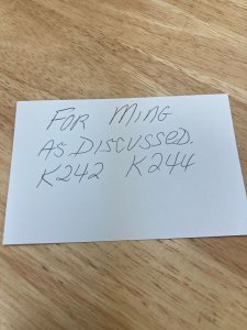 For Ming as discussed