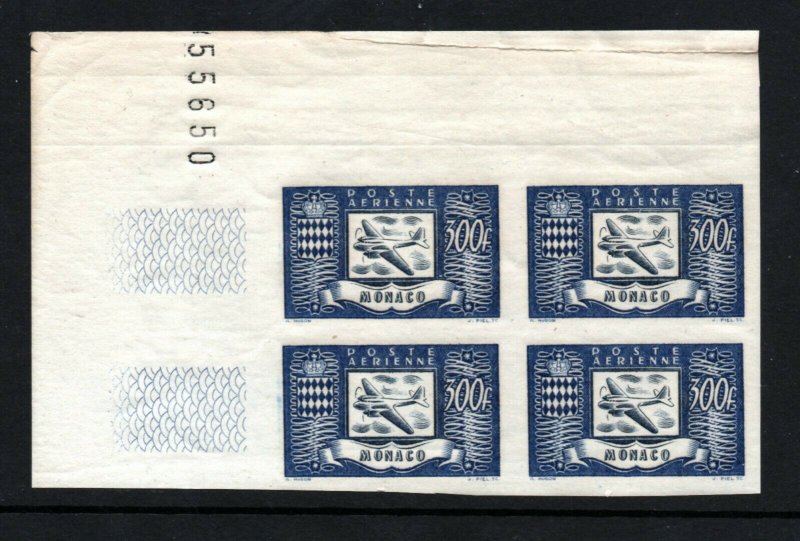 Monaco - Yt# PA 42 - 44 / Sc# C1 MNH -PBK(4) / IMPERF(edge creases) -Lot 0221082