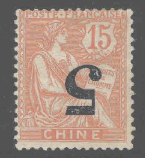 France Offices in China Scott 45a MH* Inverted surcharge scarce 1903 error