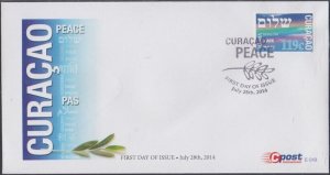 CURACAO Sc # 187 FDC with PEACE SHALOM STAMP in HEBREW