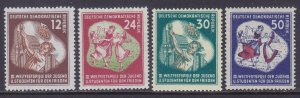 DDR 85-88 MNH OG 1951 Boy Raising Flag 3rd World Youth Festival Berlin