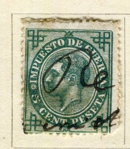 SPAIN; 1876 early classic WAR TAX issue fine used 5c. value