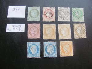 FRANCE 1870-3 USED SC 50-59 SET VF/XF $150 (244) FROM A SUPERB COLLECT.