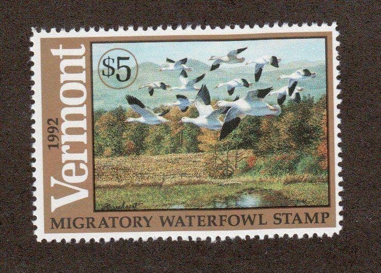 VT7 - Vermont  State Duck Stamp. Single. MNH. OG.  #02 VT7