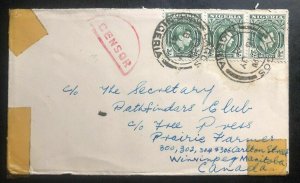 1941 Lagos Nigeria Censored Cover To Free Press In Winnipeg Canada