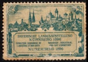 1896 Germany Poster Stamp Bavarian Exhibition Of Industry And Arts Unused