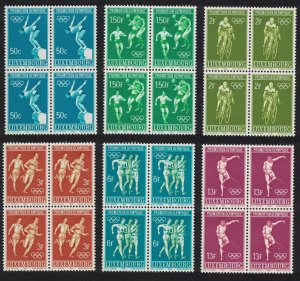 Luxembourg Football Cycling Olympic Games 6v Blocks of 4 1968 MNH
