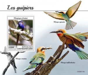 Central Africa - 2020 Bee-eater Birds - Stamp Souvenir Sheet - CA200114b