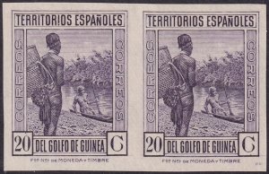 Spanish Guinea 1931 Sc 225 imperf pair MNG(*)