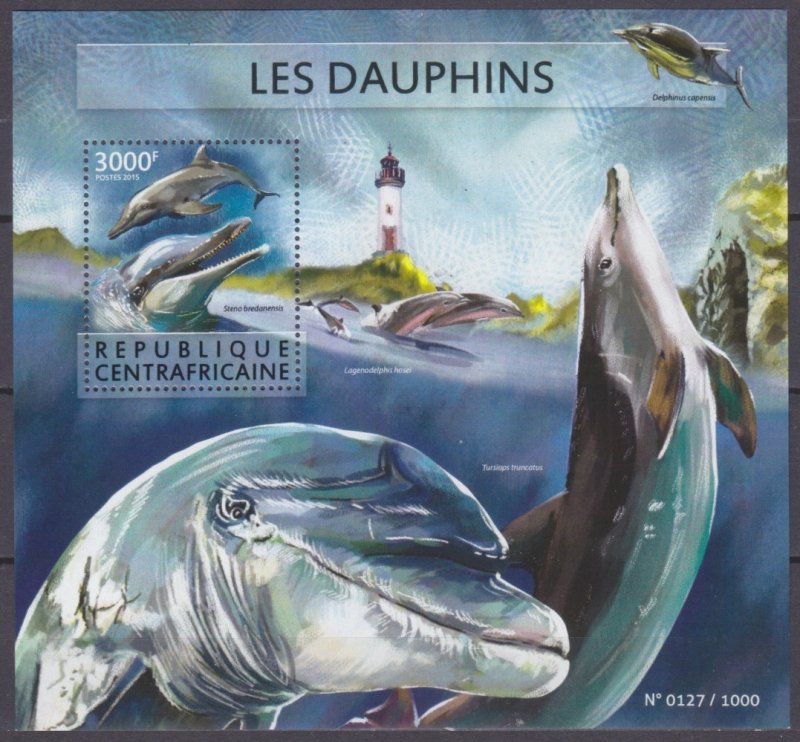 2015 Central African Republic 5659/B1353 Marine fauna - Dolphins 14,00 €