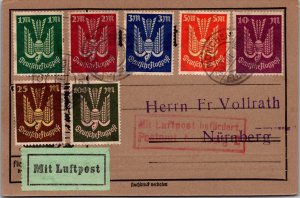 1929 Munchen Germany First Flight Cover FFC To Nurnberg Colorfull Stamp Set