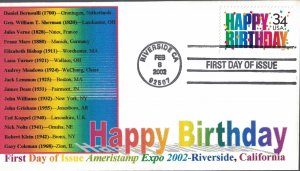 2002 FDC, #3547, HAPPY BIRTHDAY, neat cachet -#1