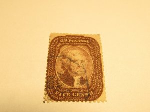 US Stamp, Scott #29 Jefferson 5c - Used - CV $340.00, Year Issued 1859,