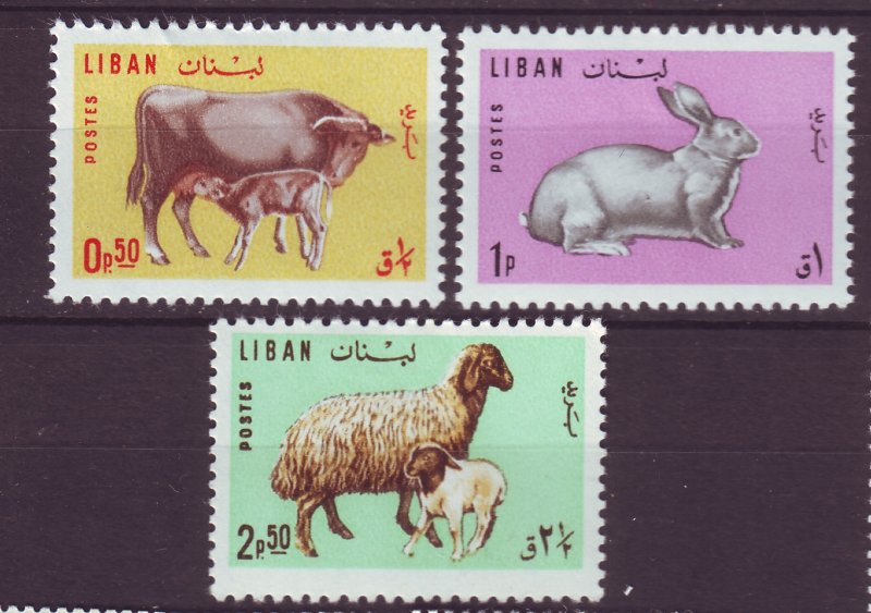 J24053 JLstamps 1965 lebanon set mh #440-2 animals