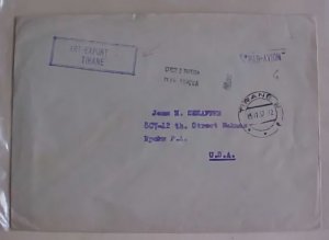 ALBANIA 1967 TIRANE POSTAGE DUE HANDSTAMP TO USA