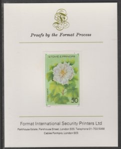 St THOMAS & PRINCE 1979 FLOWERS  imperf proof mounted on Format  Proof Card