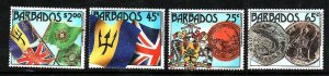 Barbados-Sc#714-17- id9- unused NH set-Flags-Independence-1987-