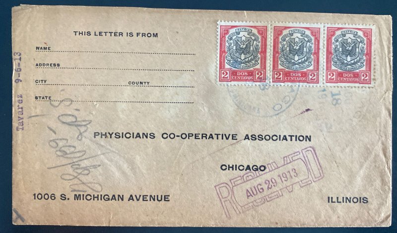 1913 Santiago Dominican Republic Registered Cover To Chicago IL Usa 