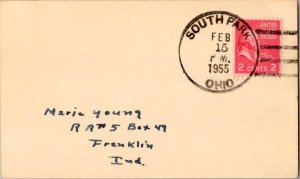United States Ohio South Park 1955 4f-bar  1891-1957  Postcard  Philatelic.