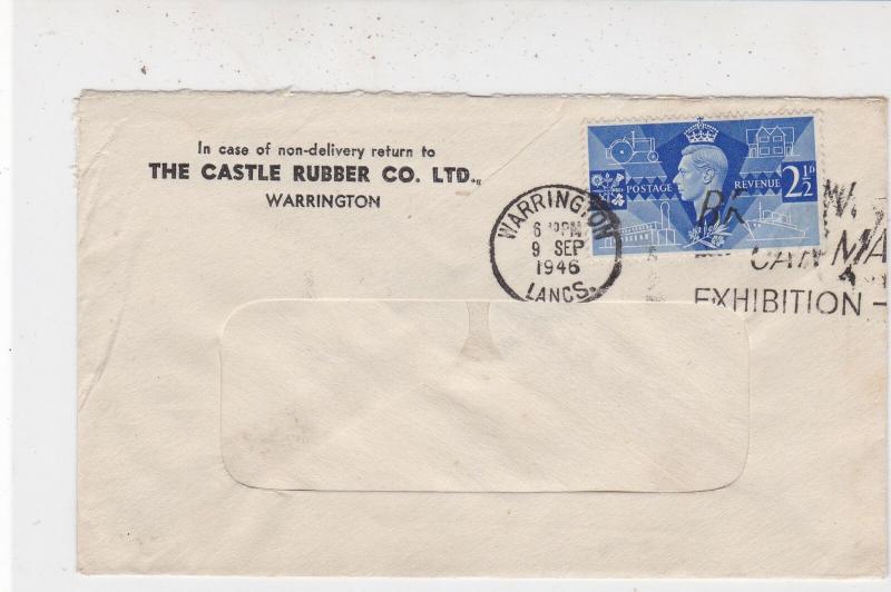 G.B. 1946 From The Castle Rubber Co Ltd W/ton Exh Slogan Stamps Cover Ref 33303