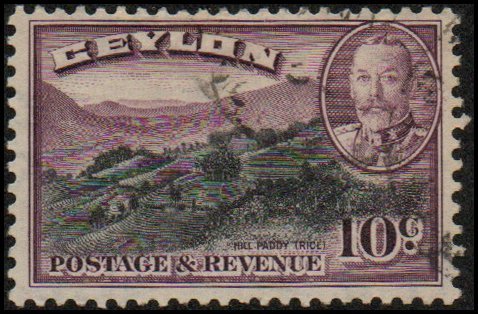Ceylon 268 - Used - 10c Rice Terraces (1935) (cv $3.25)