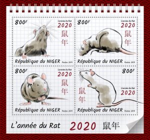 NIGER - 2019 - Year of the Rat - Perf 4v Sheet - Mint Never Hinged
