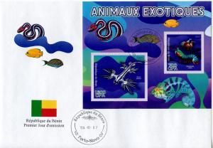 BENIN FDC EXOTIC ANIMALS MARINE LIFE REPTILES SNAKES LIZARDS