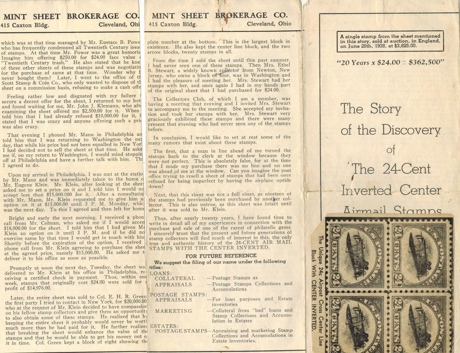 24c Inverted Jenny Upside Down Airplane Stamp 22k Gold + Article