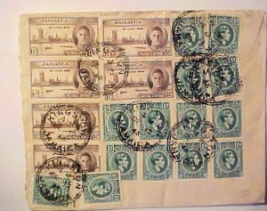 JAMAICA  20 STAMPS ON 1946 FOLDED COVER TO US KINGSTON