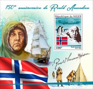 NIGER - 2022 - Roald Amundsen - Perf Souv Sheet - Mint Never Hinged