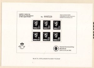 Norway Lion stamps on FILOS 83 Stamp Show souvenir sheet