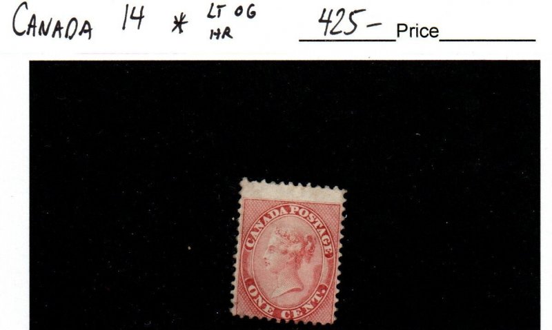 Canada Scott 14 One-Cent Victoria Unused HR 2021 cv $425