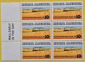 U.S.#1506 Wheat Fields and Train 10c Mail Early Block of 6, MNH.