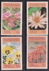 Tanzania 1986 QE2 Set Flowers MM SG 474 - 477 ( C618 )